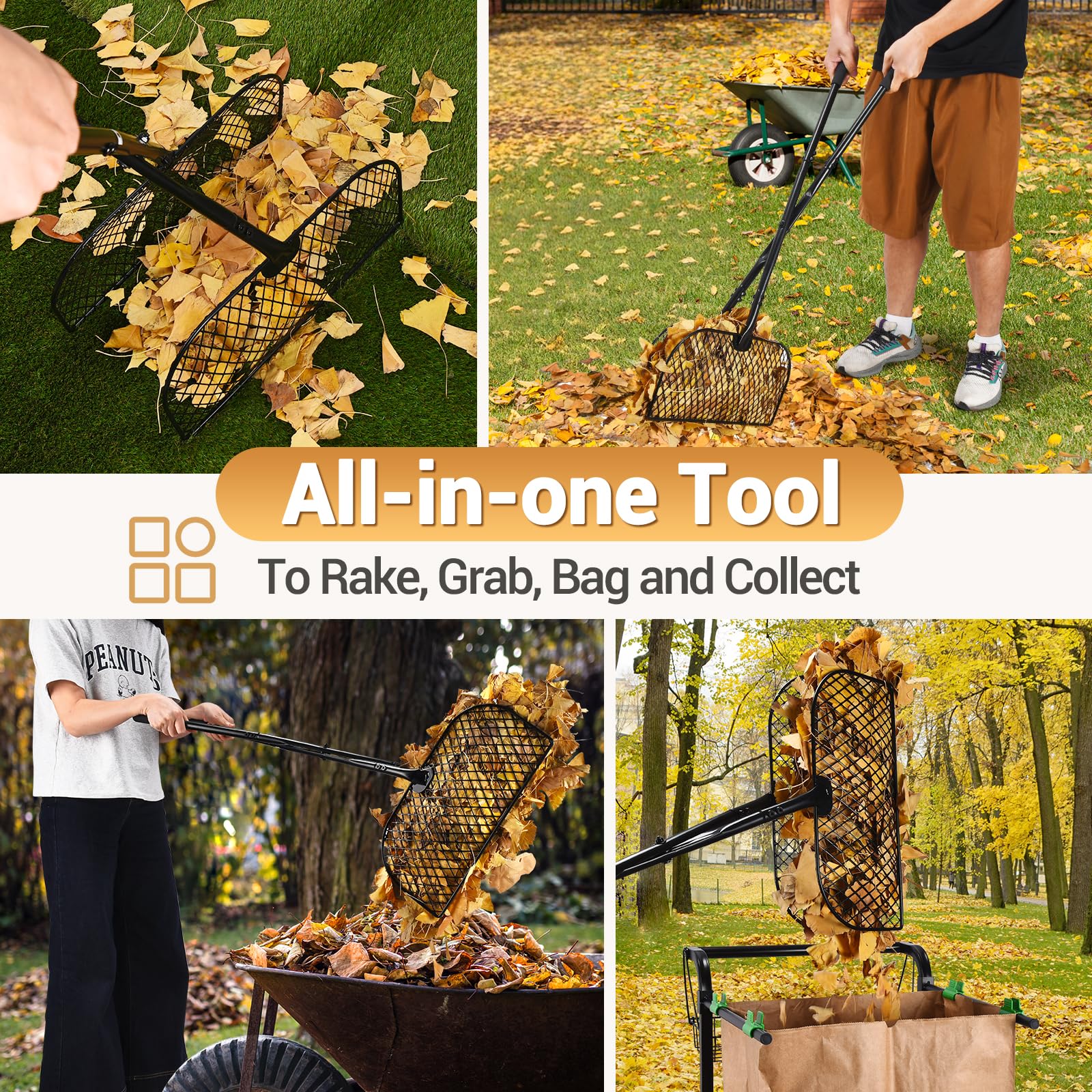 CAROD Leaves and debris picker upper efficiently gathers yard waste in fewer passes.