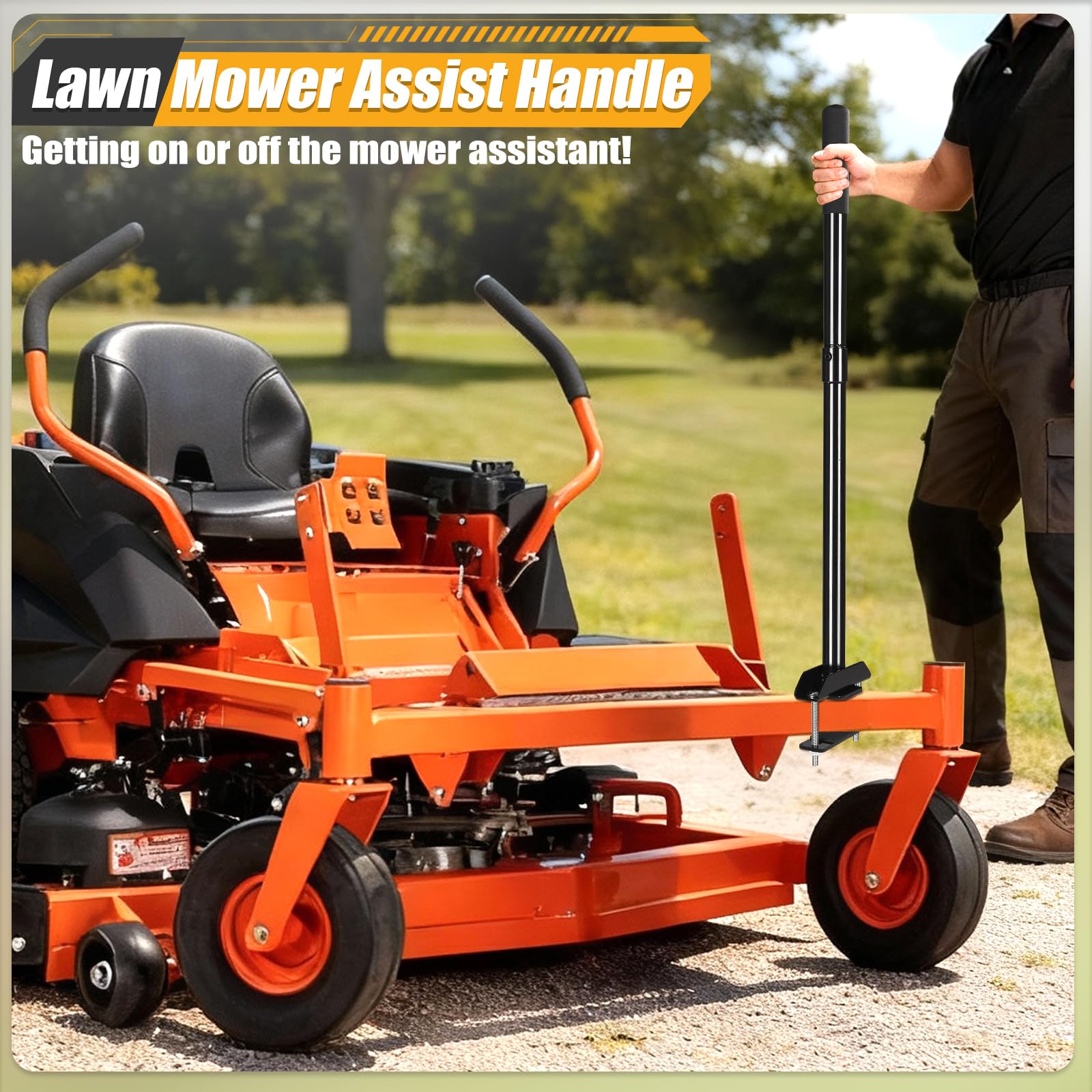 CAROD rubber pads protect mower frame during installation.