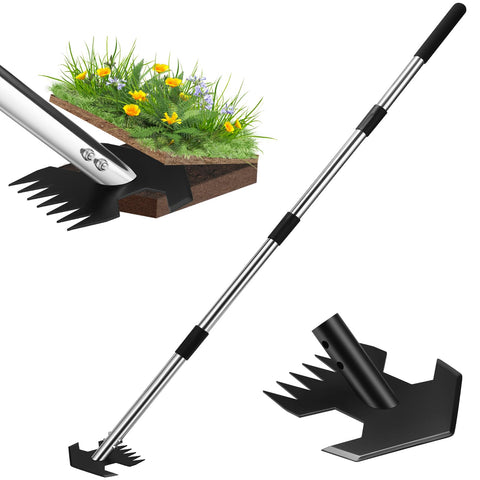 CAROD rocket-hoe stand-up design eases weed removal and reduces bending.