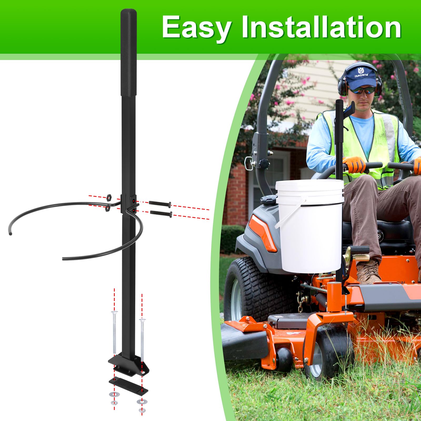 CAROD rubber pads protect mower finish during clamp attachment