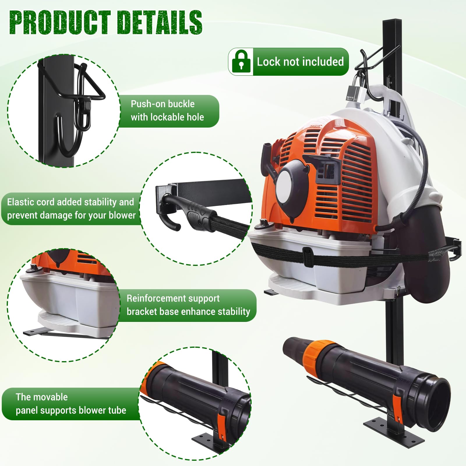 CAROD thickened steel blower rack base provides stable support