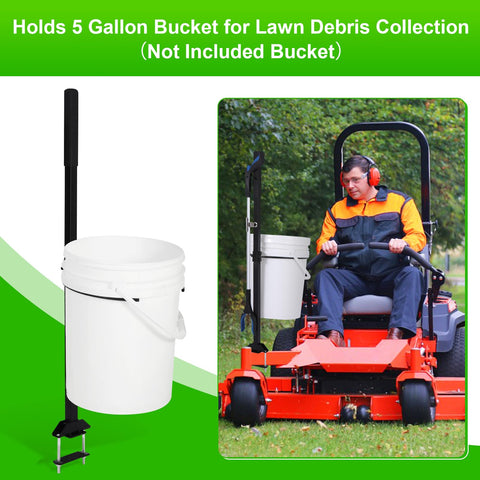 CAROD bucket clip attachment shows secure tool retention on the mower