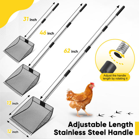 CAROD wide 9.6-inch curved scoop head increases capacity for faster litter removal
