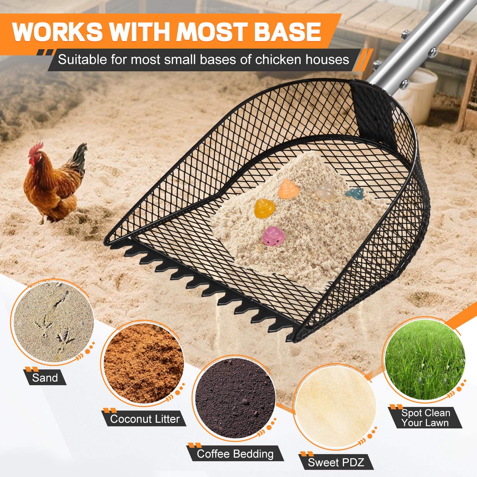 CAROD wide scooping head boosts capacity and speeds up chores.