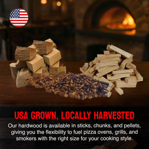 Carolina Cookwood aroma from clean smoky wood enhances pizza baking.