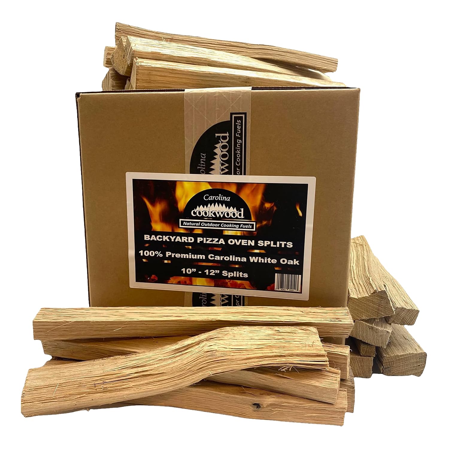 Carolina Cookwood white oak splits for outdoor pizza ovens, ready for use.
