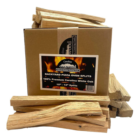 Carolina Cookwood white oak splits for outdoor pizza ovens, ready for use.