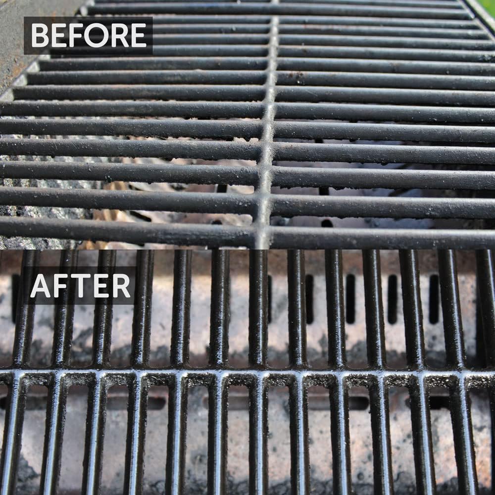 Caron & Doucet BBQ cleaner applied with wooden scraper for safe scrubbing.