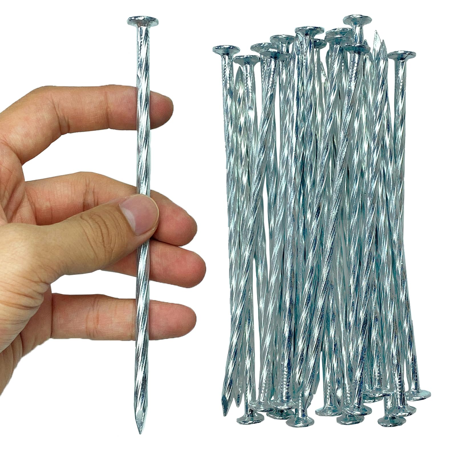 CAROYINO spiral landscape stake 6in secures synthetic turf against wind uplift.