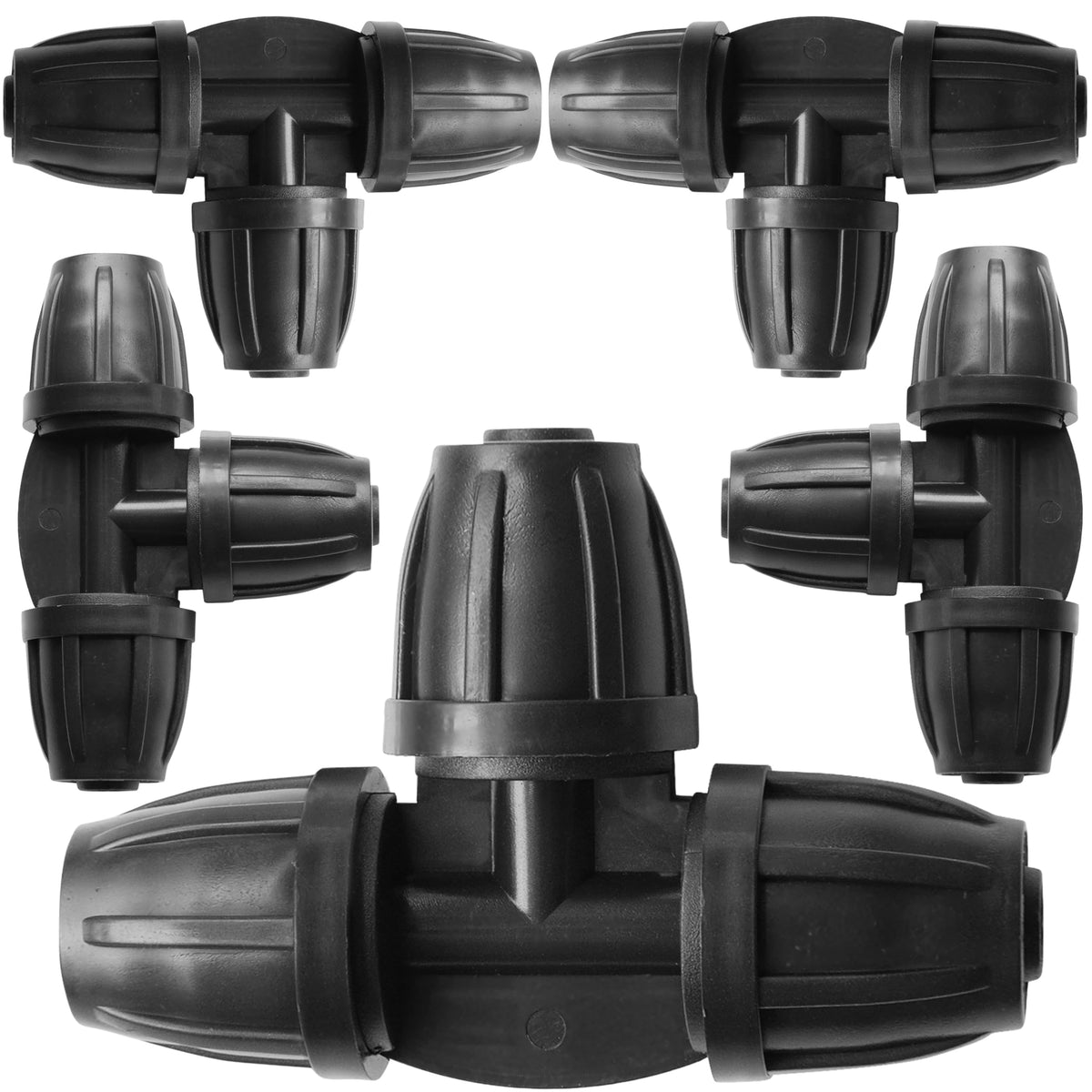 CARPATHEN 5/16 barbed tee connector pack for leak-free garden irrigation