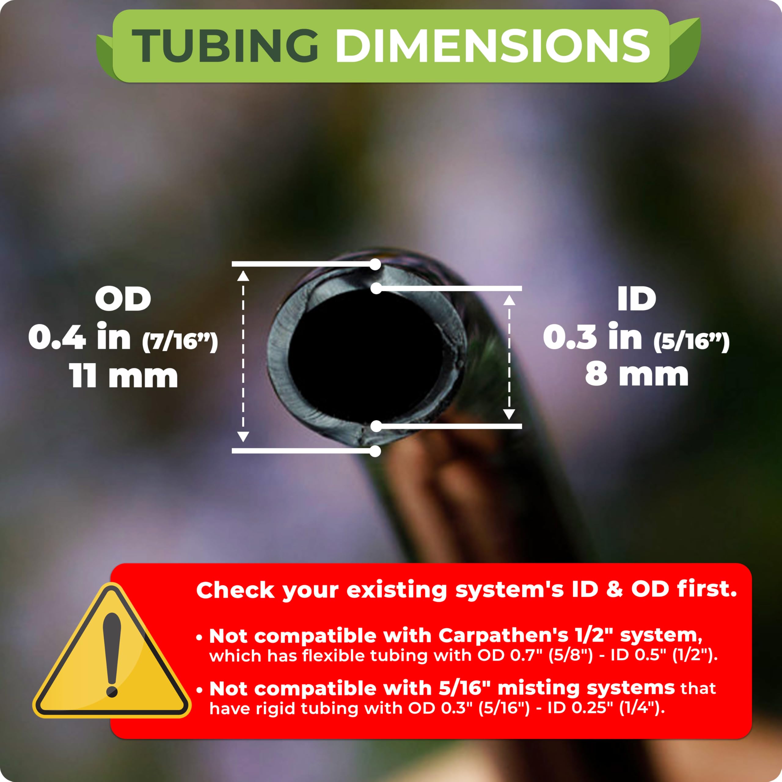 CARPATHEN 516 ID 716 OD tubing delivers consistent drip to plants