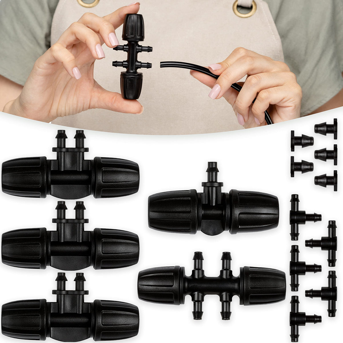 CARPATHEN drip irrigation fittings kit with 5/16 to 1/4 inch connectors for precise watering