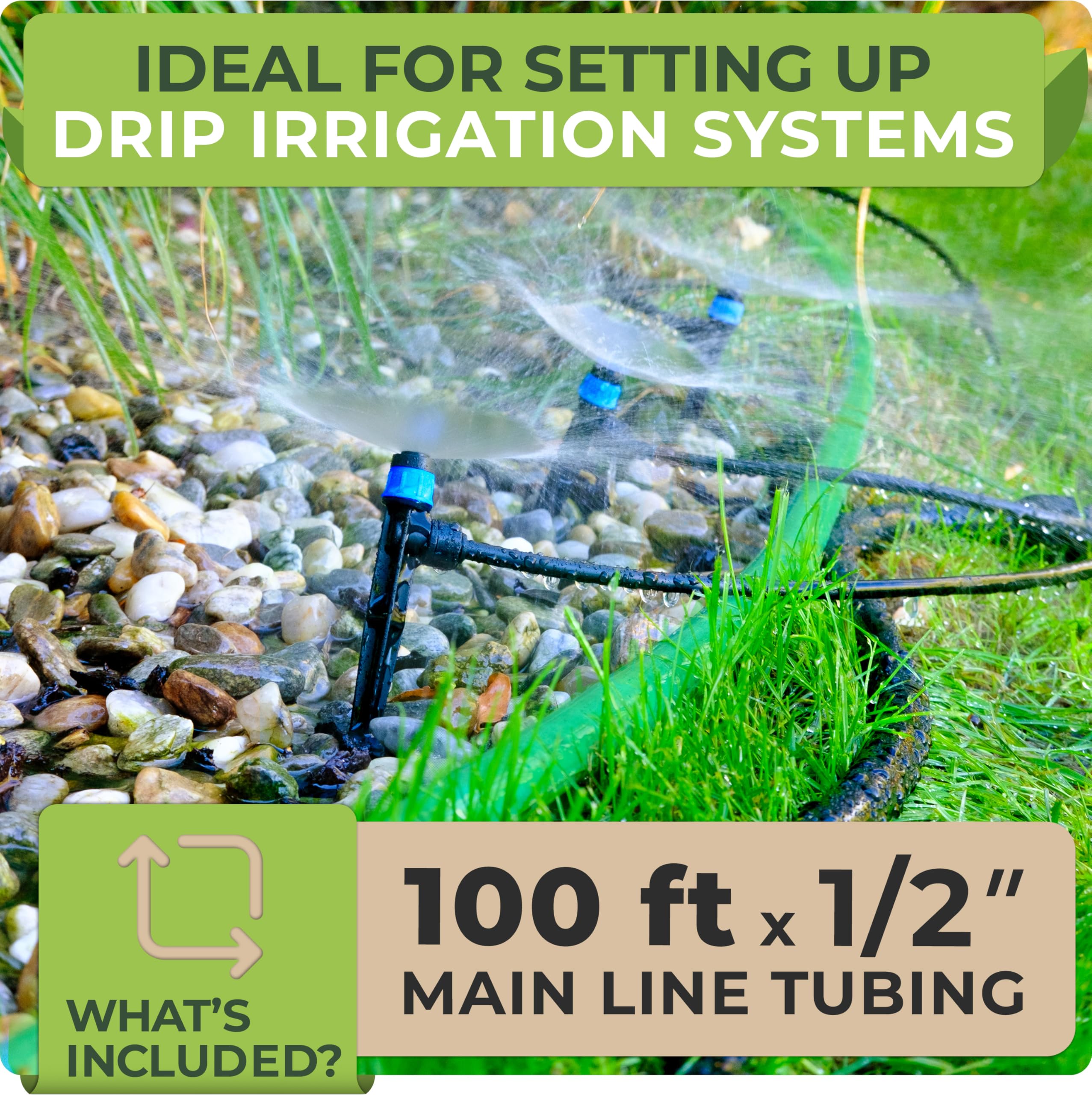 Carpathen quick-connect assembly enables easy, tool-free drip irrigation setup.