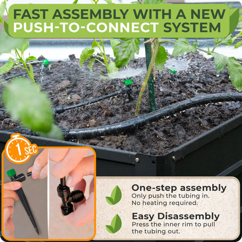 Carpathen quick-connect system assembly for fast garden setup