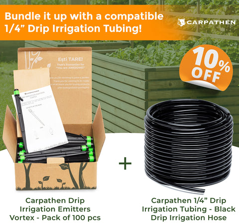 CARPATHEN raised bed irrigation stake keeps emitters in place.