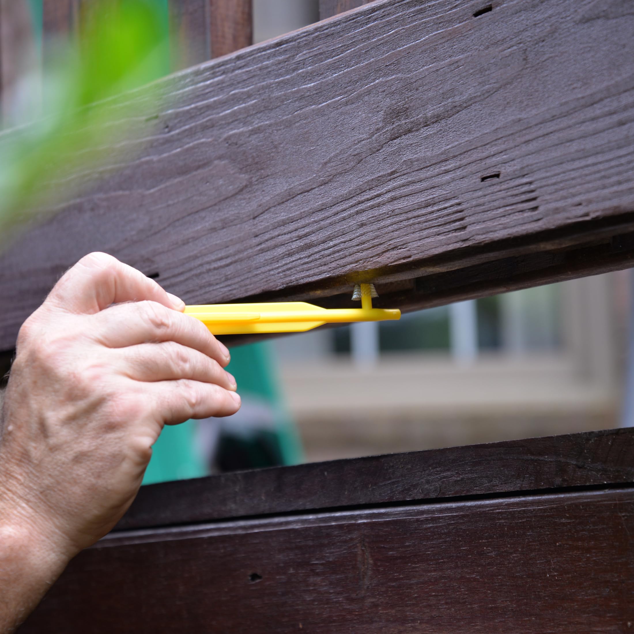 Carpenter Bee Blocker Pro DIY installation setup with tools