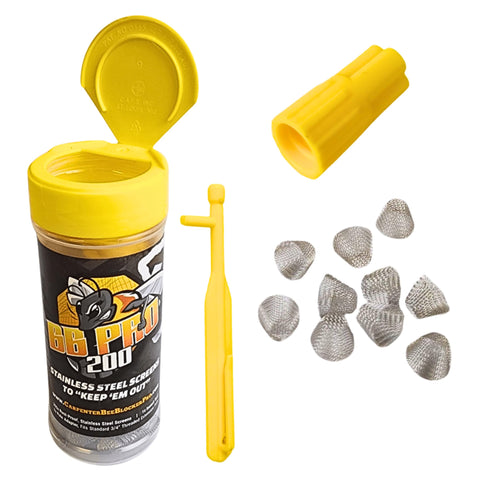 Carpenter Bee Blocker Pro trap on a fence deterring bees and protecting wood