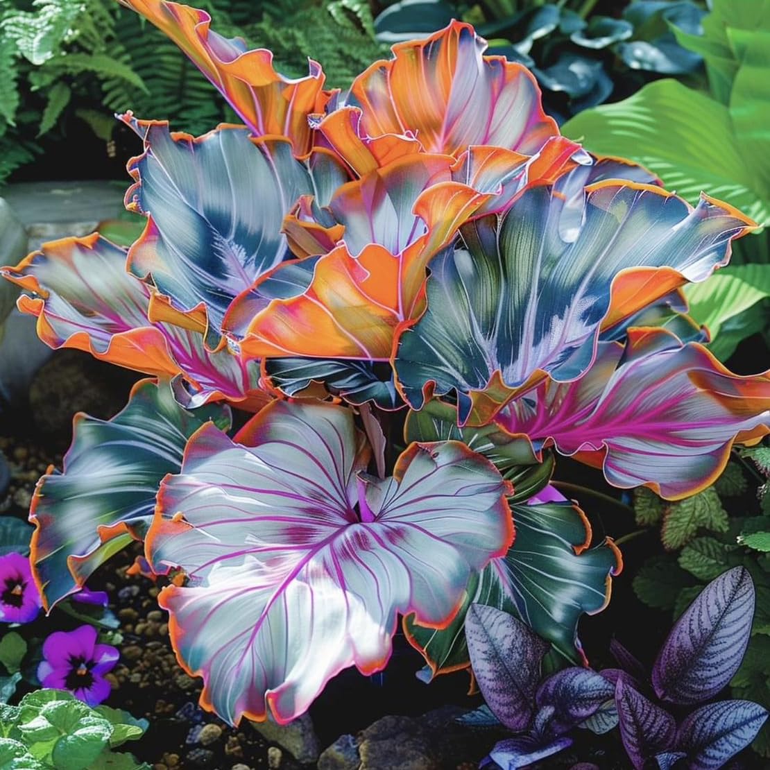 Carpet Creeping Caladium seed pack featuring giant leaves for a dramatic garden focal point.