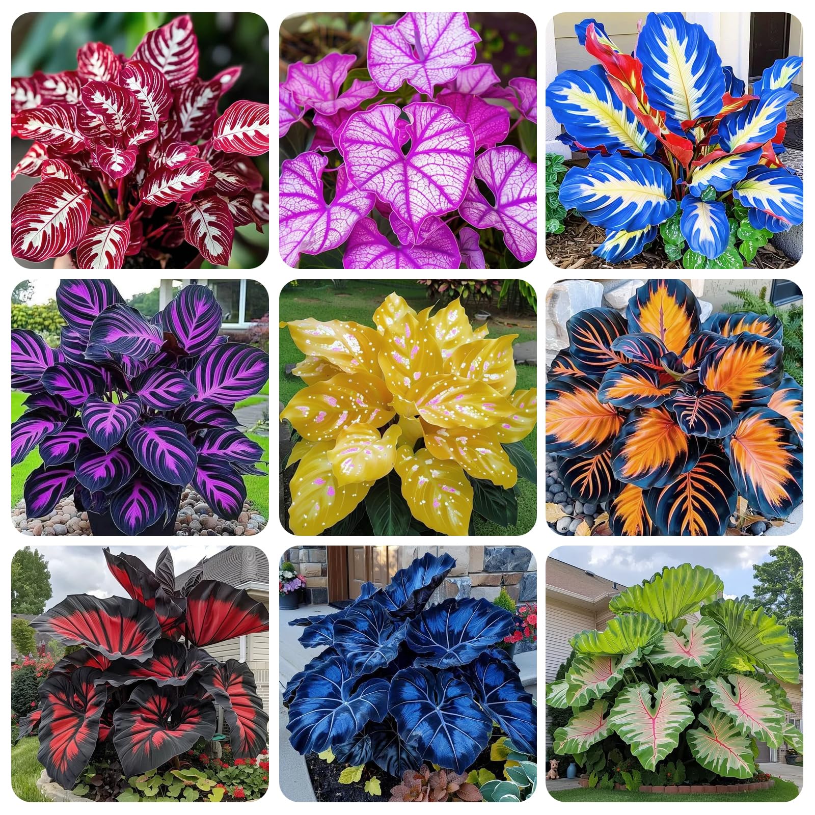 Carpet Creeping Caladium seeds for outdoor planting with vibrant foliage and easy growth.