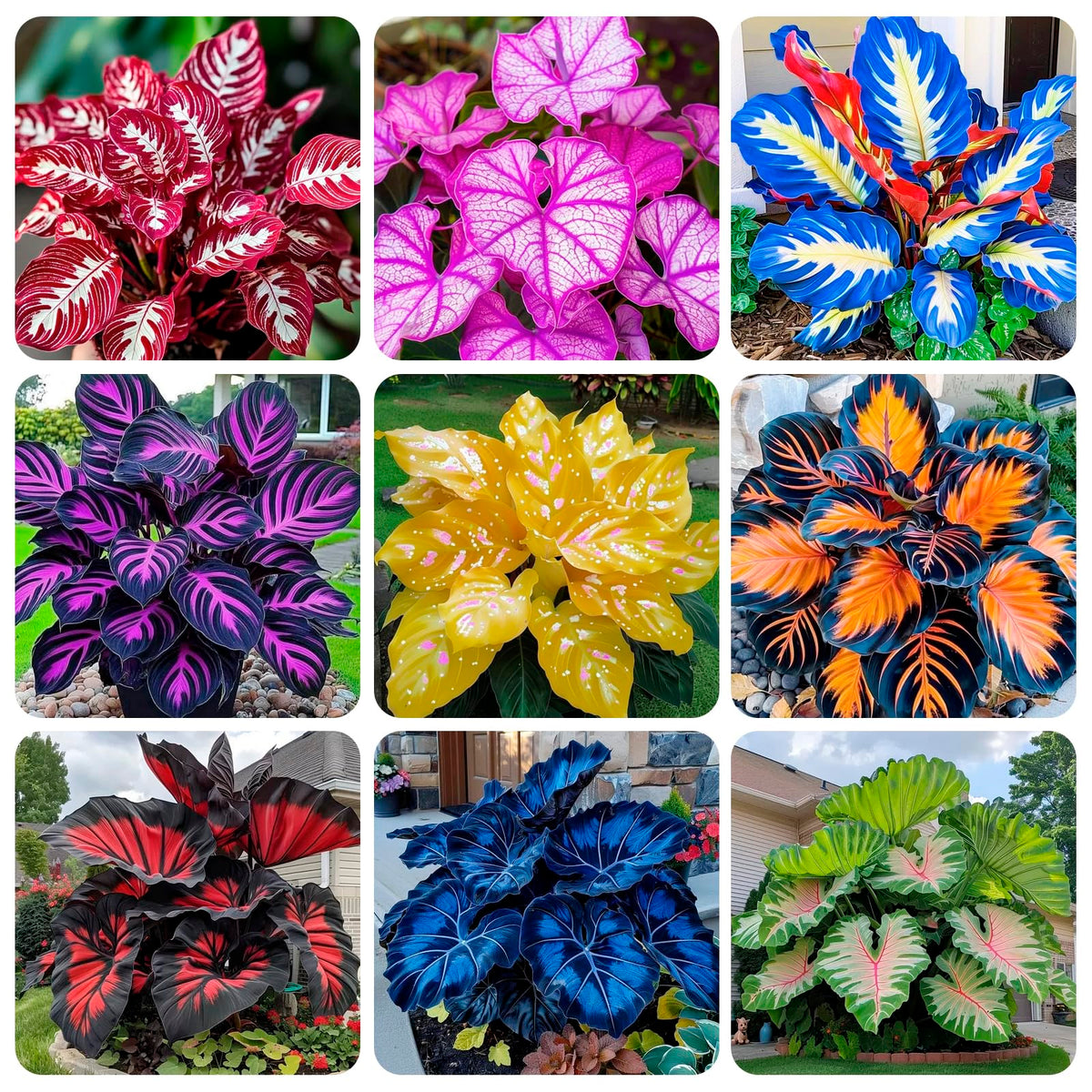 Carpet Creeping Caladium seeds for outdoor planting with vibrant foliage and easy growth.