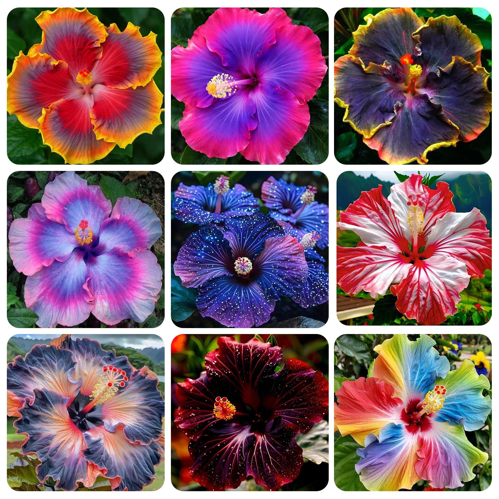 Carpet Creeping Giant Hibiscus seeds in mix colors for borders and planters.