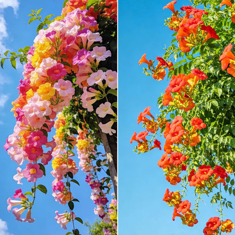Carpet Creeping hummingbird trumpet vine seeds ready for planting, attracting pollinators and vibrant blooms