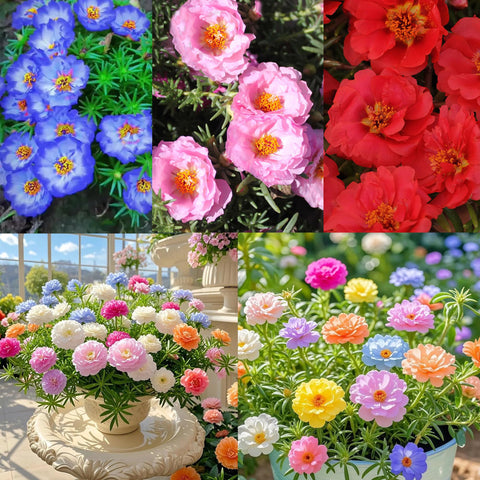 Carpet Creeping Portulaca Moss Rose seeds container planting on a patio
