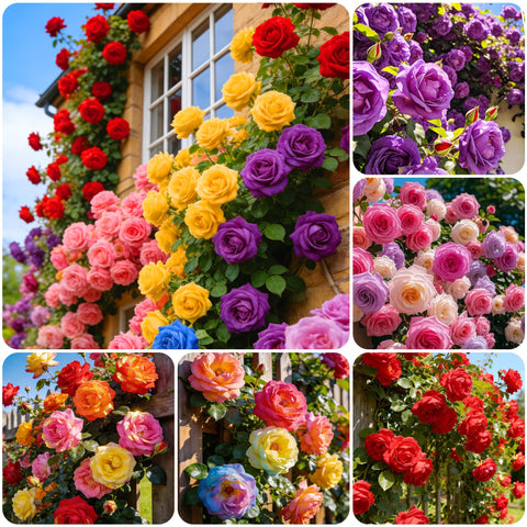 Carpet Creeping rose seeds climbing vine spread adds vertical color on a trellis.