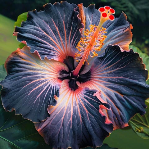 Carpet Creeping black hibiscus flowers close-up showing dramatic, unique blooms.