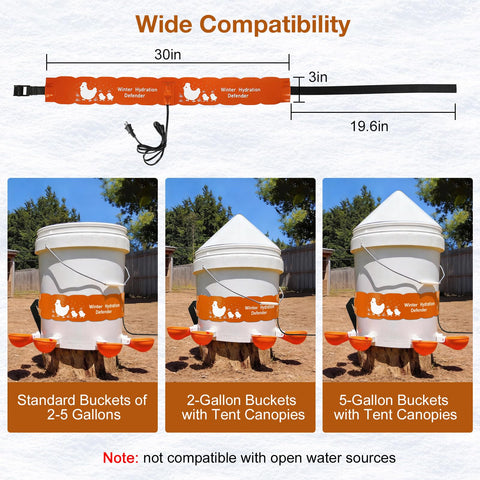 Carpower thermostat waterer strap demonstrates temperature control for poultry hydration