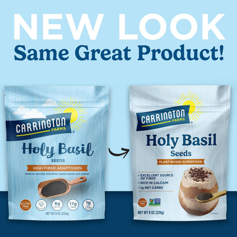 Carrington Farms Holy Basil Seeds sprinkled into yogurt for protein boost.