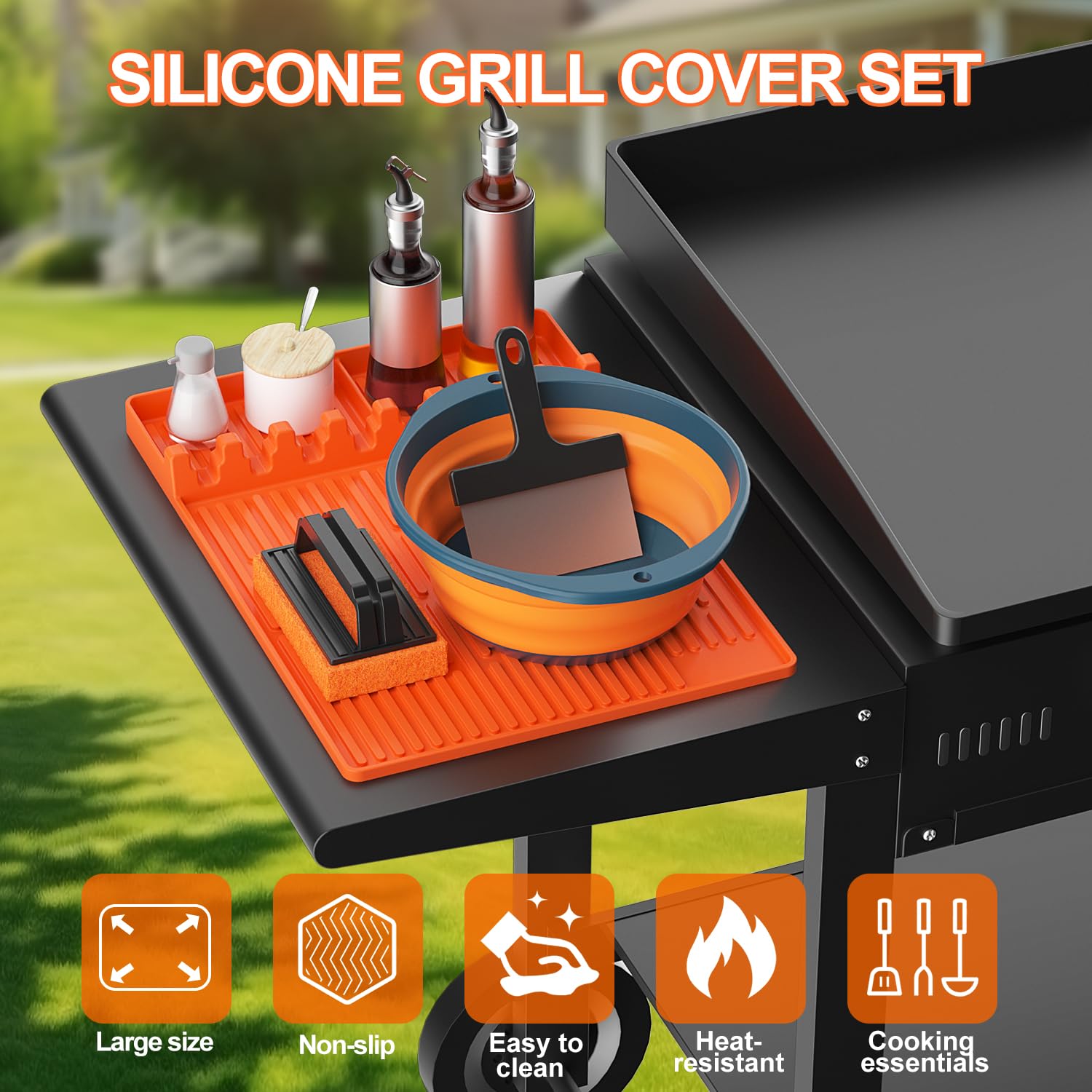Carry360 oil cup liner catching drips for easy cleanup after cooking.