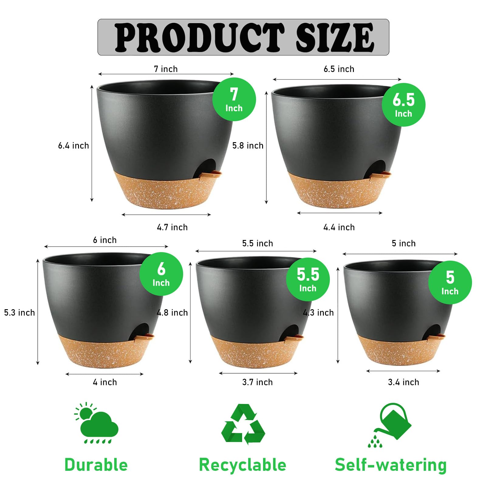 Carsapro 6.5-inch plant pot with drainage supports balanced moisture.