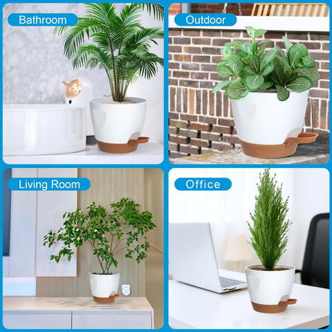 Carsapro white planter set shown for indoor and outdoor use.