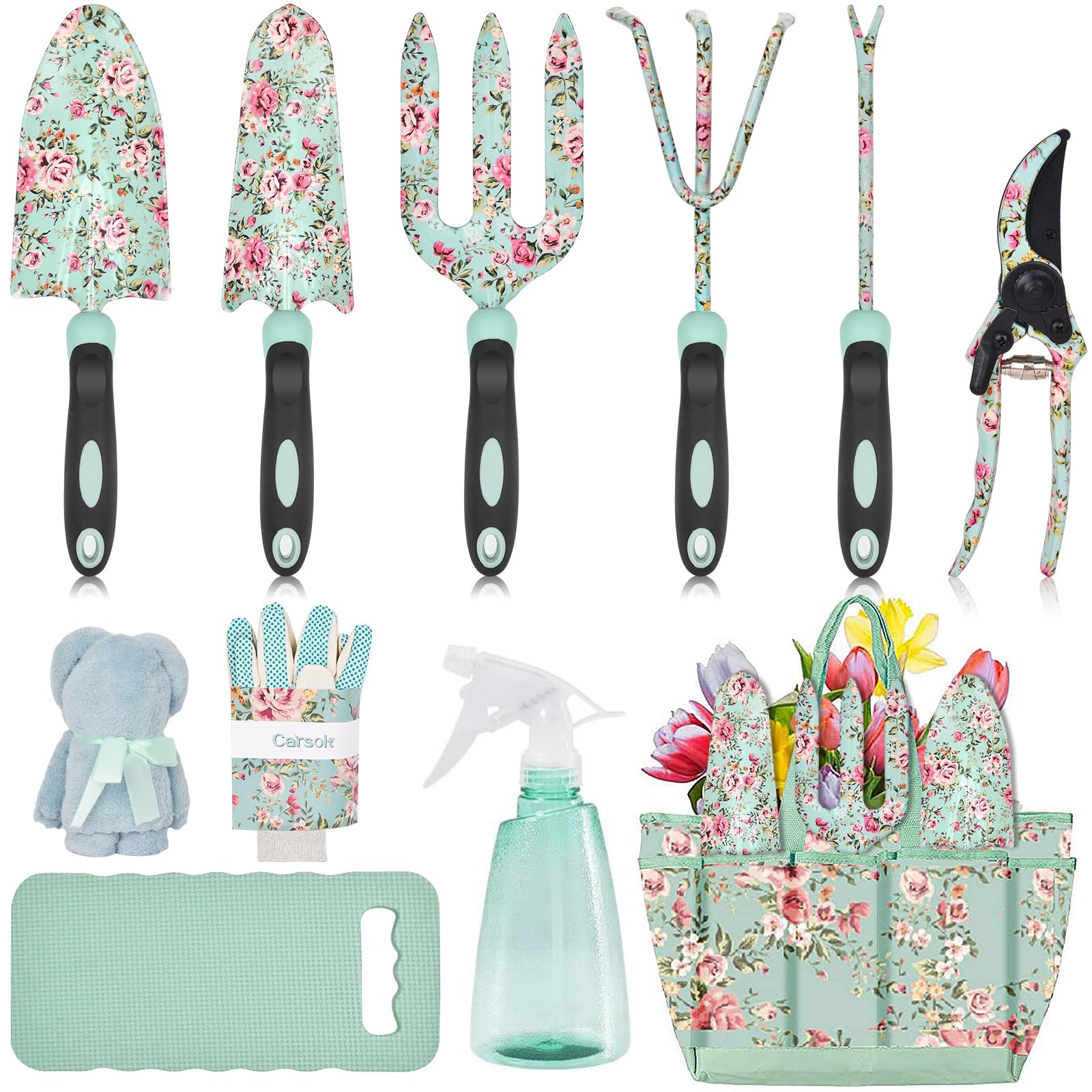 Carsolt 11-piece floral gardening tools set with gift packaging for gardeners