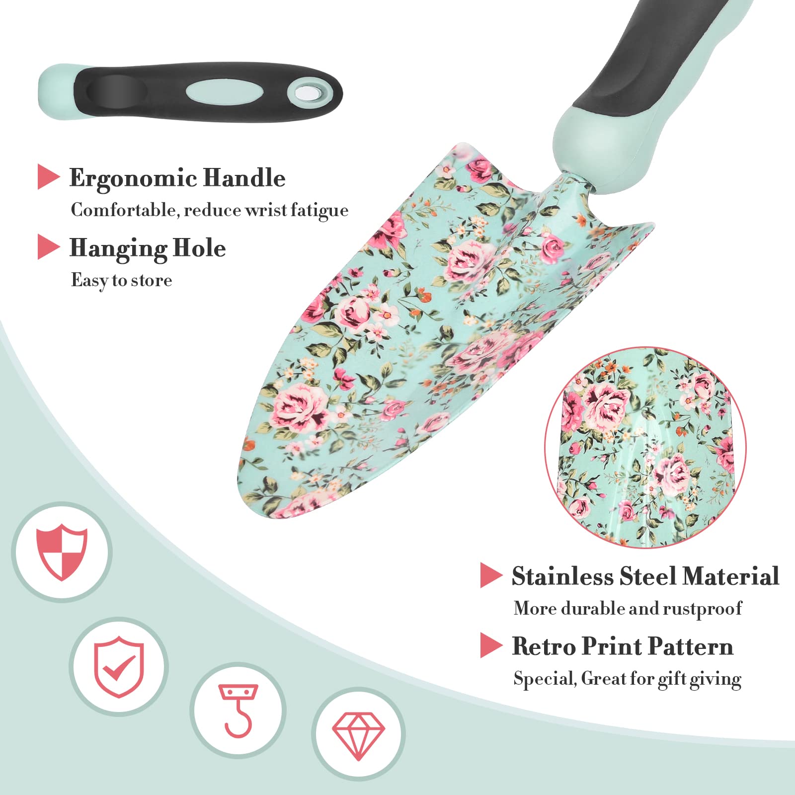 Carsolt flower-pattern hand fork helps loosen soil and aerate garden beds
