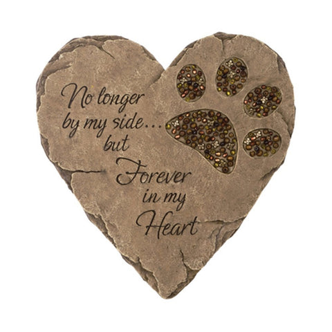 Carson Beadwork garden stone with pawprint memorial for outdoor remembrance.
