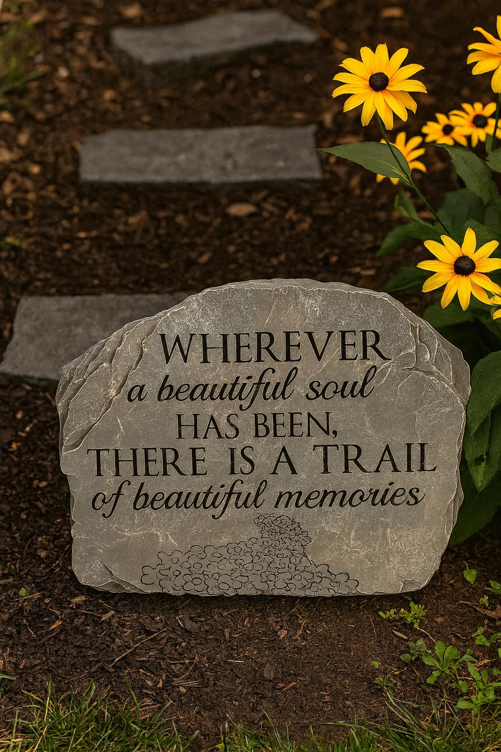Carson Beautiful Soul garden stone back with keyhole hanger for easy hanging