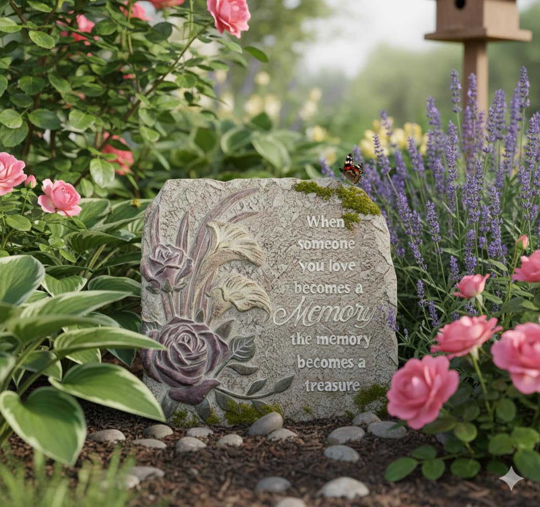 Carson Silent Reflections Memory Stepping Stone glows in the dark for nighttime garden ambiance