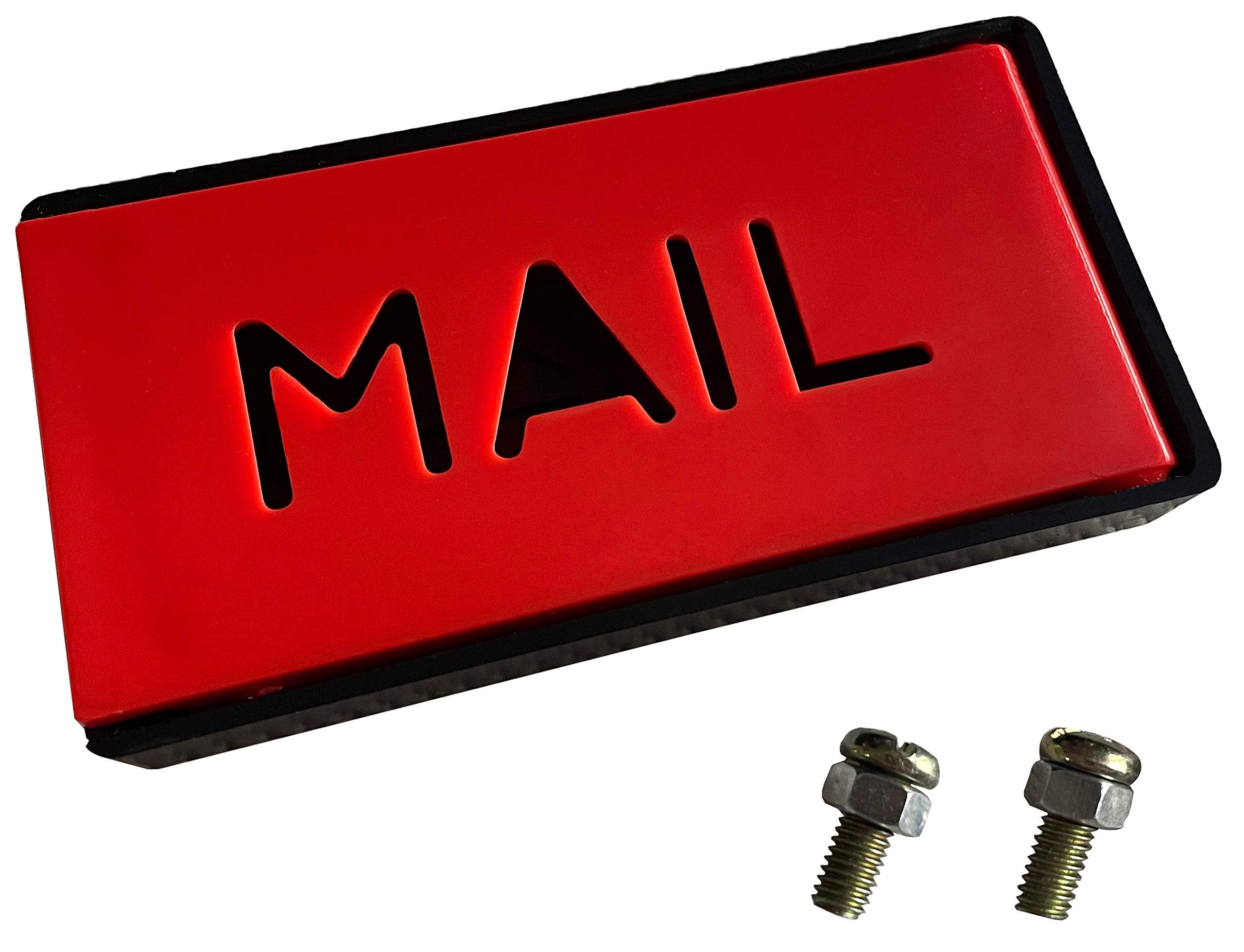 Cartener red flag front-mount on brick mailbox for easy use.