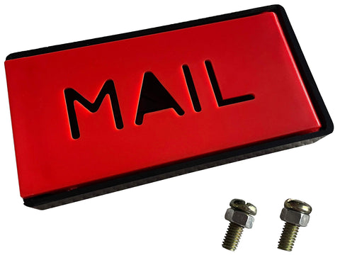 Cartener red flag front-mount on brick mailbox for easy use.