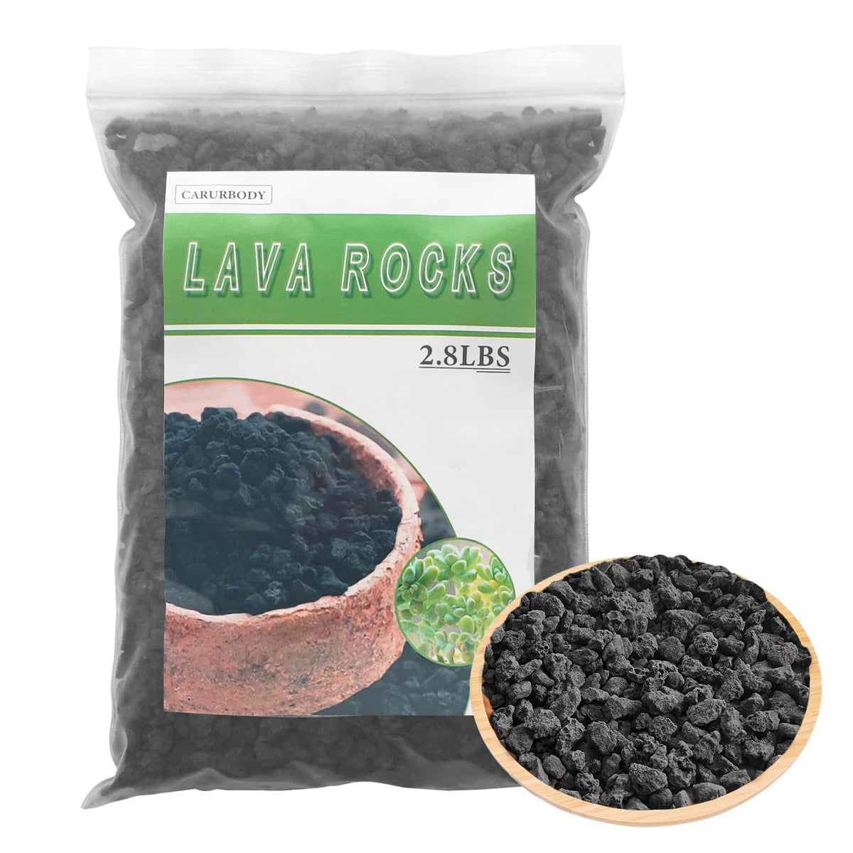 CARURBODY Black Lava Rocks offer ideal drainage for pots, helping prevent root issues.