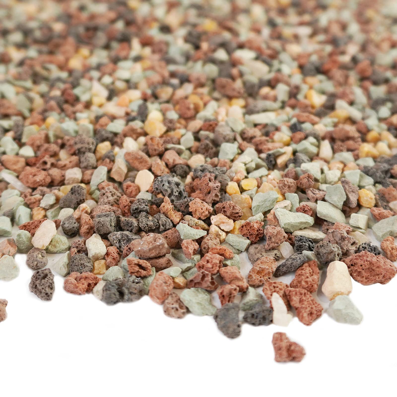 Decorative top dressing with CARURBODY Color Lava Rocks enhances terrariums.