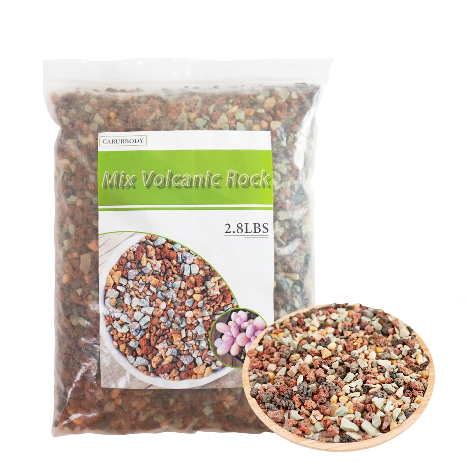 CARURBODY Color Lava Rocks pour over soil improves drainage for succulents.