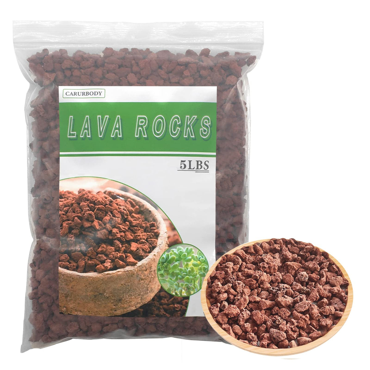 CARURBODY red lava rock 5 lb bag for easy storage and use