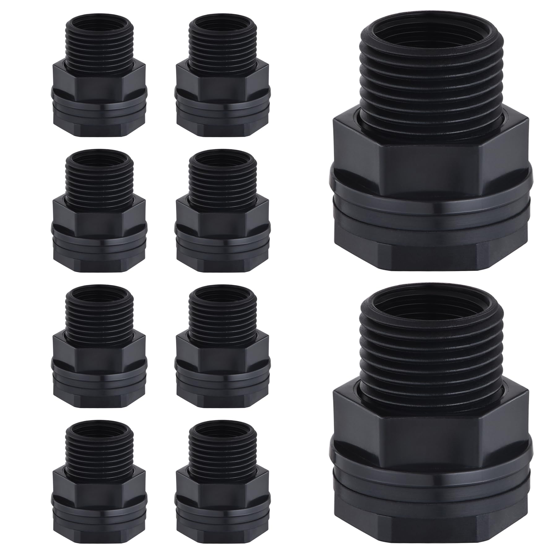 CarvedExquisitely bulkhead fitting with 3/4in male and 1/2in female ends for rain barrels
