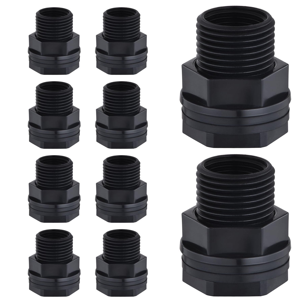 CarvedExquisitely bulkhead fitting with 3/4in male and 1/2in female ends for rain barrels