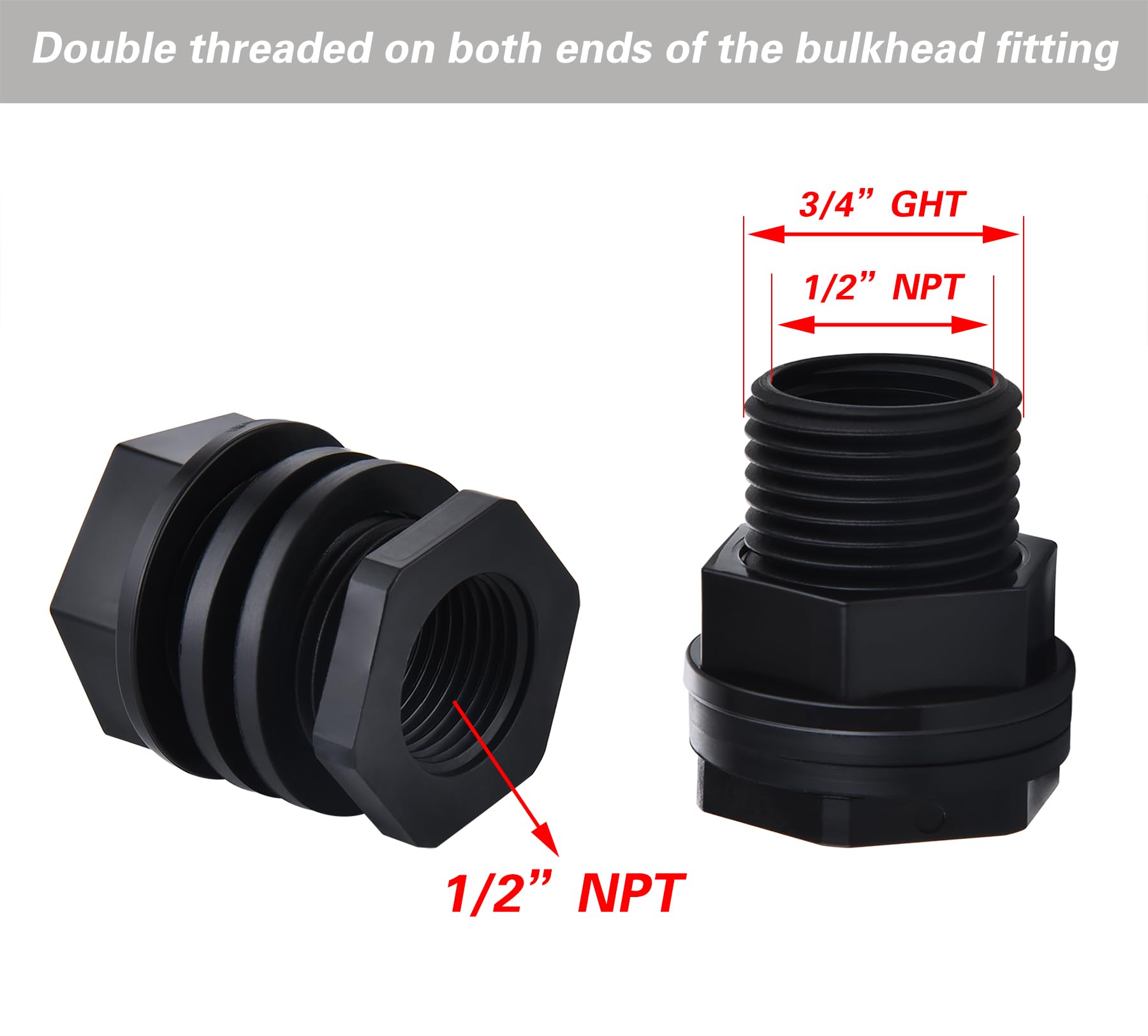 CarvedExquisitely bulkhead fittings show durable plastic construction for lasting water connections
