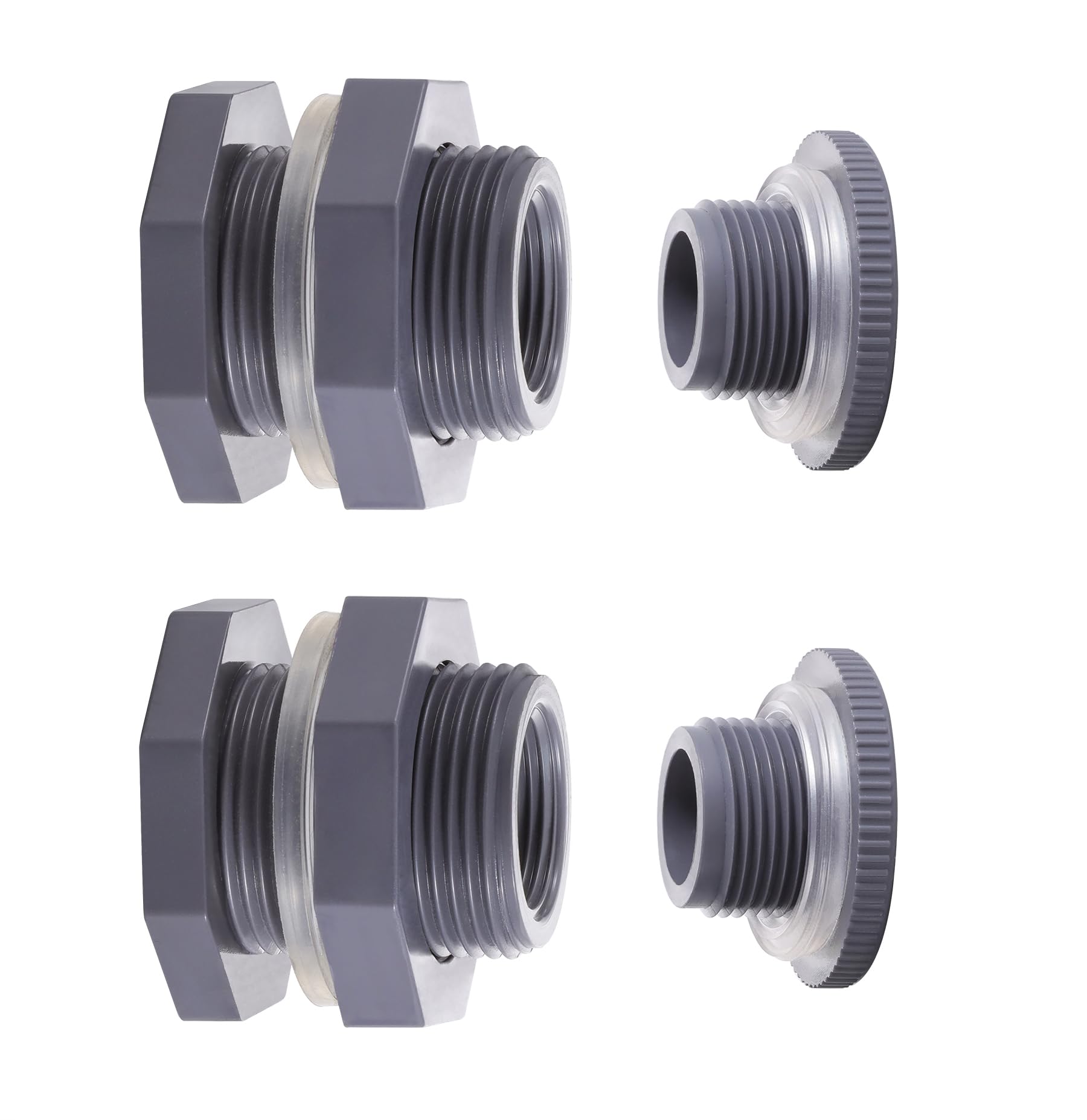 Carvedexquisitely bulkhead fittings two-pack for rain barrels enable easy installation.