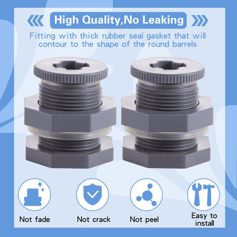 Carvedexquisitely precision threads provide snug connections for rain barrel systems.
